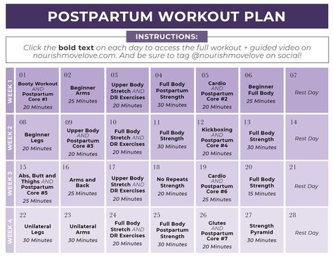 Workout Plan Postpartum, Free Postpartum Workout Plan, Postpartum Gym Workout Plan, At Home Post Partum Workout, Postpartum Workout Schedule, Post Partum Workout Plan, After Pregnancy Workout, Low Impact Workout Plan, Postpartum Exercises