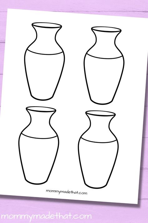 Vase Templates (Free Printables!) Vase Outline, Vase Template, Flower Vase Art, Mothers Day Cards Craft, Arte Aesthetic, Christmas Tree Template, Christmas Tree Coloring Page, Paper Vase, Tree Coloring Page