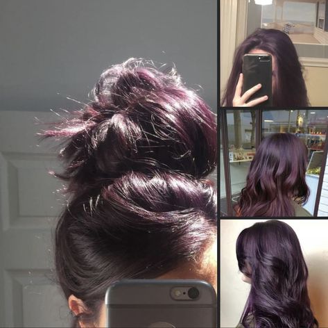 Natural Looking Purple Hair, Dark Eggplant Hair Color, Blackberry Hair Color Dark Short, Deep Lavender Hair, Purple Dark Hair, Deep Purple Highlights, Deep Hair Color, Dark Hair Purple, Midnight Purple Hair