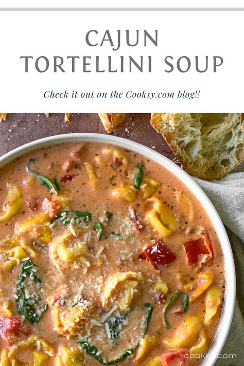 If you do just one thing this week, it should be to make this soup. That's it. Make the soup. Our Cajun Tortellini Soup recipe will have them coming back for seconds, and it's on the table in under 30 minutes. You can thank us later. 🥰⁠ Cajun Tortellini Soup, Cajun Soup Recipes, Spicy Tortellini Soup, Cajun Tortellini, Cajun Soup, Tortellini Soup Crockpot, Cajun Comfort Food, Soup Sunday, Chickpea And Potato Curry