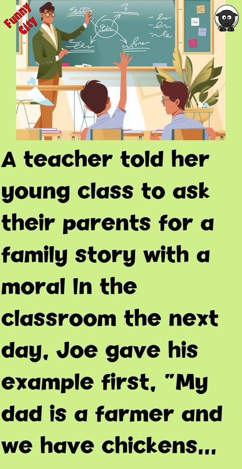 Funny City, Joke Stories, Family Story, Dad Jokes Funny, Funny Teacher Jokes, Funny Long Jokes, Long Jokes, Teacher Jokes, A Farmer