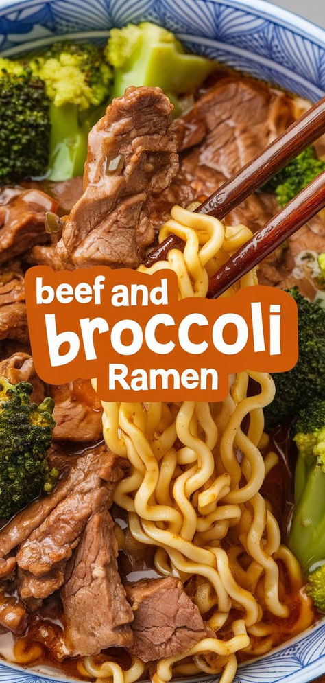 Beef and Broccoli Ramen - Quick and Flavorful!  This easy Beef and Broccoli Ramen recipe is packed with tender beef, crisp broccoli, and slurp-worthy noodles. A perfect weeknight dinner that’s better than takeout! Beef And Broccoli Roman Noodles, Beef And Broccoli With Ramen Noodles, Beef Ramen Noodle Bowl Recipes, Beef And Broccoli And Noodles, Leftover Beef And Broccoli, Ramen Noodle Recipes Beef, Korean Beef Noodles, Beef Broccoli Noodles, Beef Brocoli