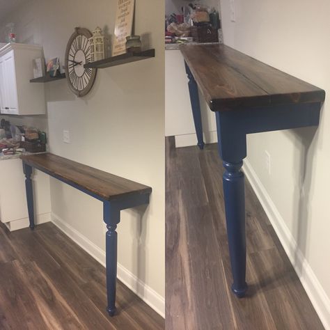 Half table bar for additional seating/counter space i made back in Jan 2019 Half Island Half Table, Half Table On Wall, Spindles Repurposed, Wall Table Diy, Resturant Design, Pvc Furniture, Diy Dining Room Table, Half Table, Living Room Decor On A Budget