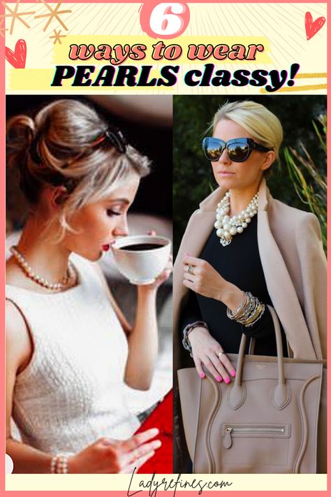 How to wear pearls everyday classy - Fashion advice woman tips, fashion ideas outfits. how to wear pearls, how to wear pearls classy, how to wear pearls everyday, how to wear pearls with jeans, how to wear pearls necklace, how to wear pearls with jeans casual, what to wear with pearls, Fashion outfits, woman outfit ideas, fashion advice woman style, woman accessories What To Wear With A Pearl Necklace, Outfit Ideas With Pearl Necklace, How To Style Jewelry Outfits, Outfits With Pearls Necklace, How To Wear Long Necklaces Outfits, How To Style Pearl Necklace Outfit, Wear Pearls Casual, Outfits To Wear With Pearls, Wearing Pearls With Jeans Casual Outfits