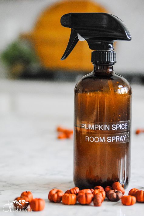 this DIY Pumpkin Spice Room Spray made with essential oils will make your home cozy and ready for fall! #fall #essentialoils #pumpkinspice Pumpkin Spice Air Freshener Diy, Diy Pumpkin Spice Room Spray, Pumpkin Spice Room Spray Essential Oils, Fall Room Spray Recipe, Pumpkin Spice Potpourri Diy, Homemade Room Spray Recipes, Fall Room Sprays With Essential Oils, How To Make Room Spray, Fall Room Spray