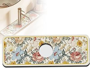 Fantasy Style Faucet Draining Mat, Diatom Mud Faucet Non-Slip Drain Pad Sink Mat, Drying Mat for Kitchen Counter & Bathroom Kitchen Sink Splash Guard 14.96 * 5.43in (B) Sink Splash Guard, Counter Bathroom, Faucet Mat, Sink Protector, Kitchen Fixture, Fantasy Style, Sink Mats, Faucet Accessories, Mud Kitchen