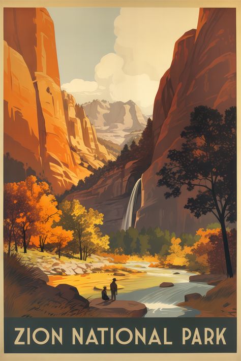 Zion National Park Poster, Vintage Travel Poster, National Park Poster, Zion Poster, Zion Art Print, Desert Art, Large Wall Art, Fine Art Print, Living Room Wall Art, Minimalist Art, Home Wall Decor, Bedroom Wall Art, Utah Art, Mountain Wall Art, Red and Orange Art, Western Art Colorado Vintage Poster, Vintage Print Aesthetic, Colorado Landscape Design, Garden Of The Gods Painting, Nature Graphic Design Poster, Vintage Travel Aesthetic, Charm Poster, Colorado Illustration, Nature Poster Design