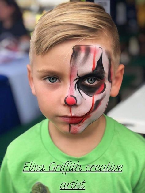 Kids Halloween Face, Easy Clown Makeup, Face Painting Halloween Kids, Halloween Face Paint Designs, Easy Halloween Face Painting, Halloween Makeup For Kids, Clown Face Paint, Magic Inspiration, Face Painting Ideas