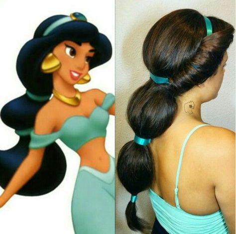 Liitib Jasmin Hairstyle Princess, Princess Jasmin Hairstyles, Princess Jazmin Costume, Aladdin Hairstyles, Princess Jasmine Hairstyle, Jasmine Hairstyle, Jasmine Costume Kids, Princess Jasmine Hair, Aladin Disney