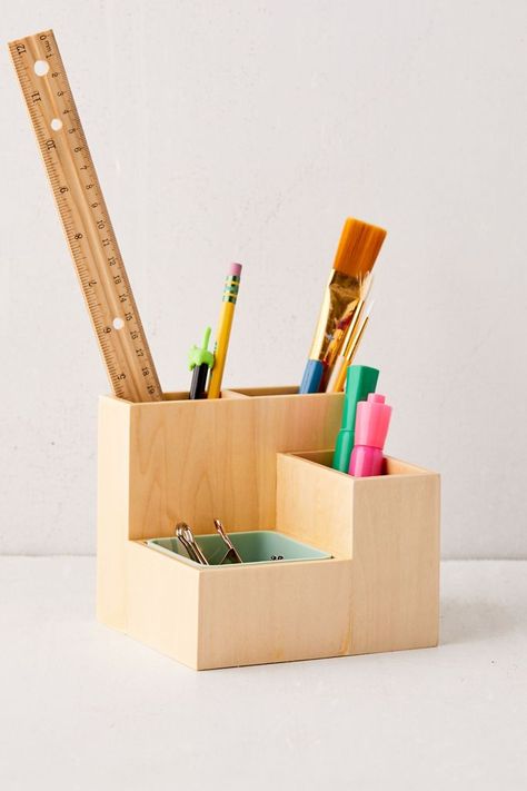 Diy Wood Desk, Diy Magazine Holder, Wood Desk Organizer, Desk Organization Diy, Wooden Desk Organizer, Art Supplies Storage, Desk Tray, Desk Supplies, Magazine Holders