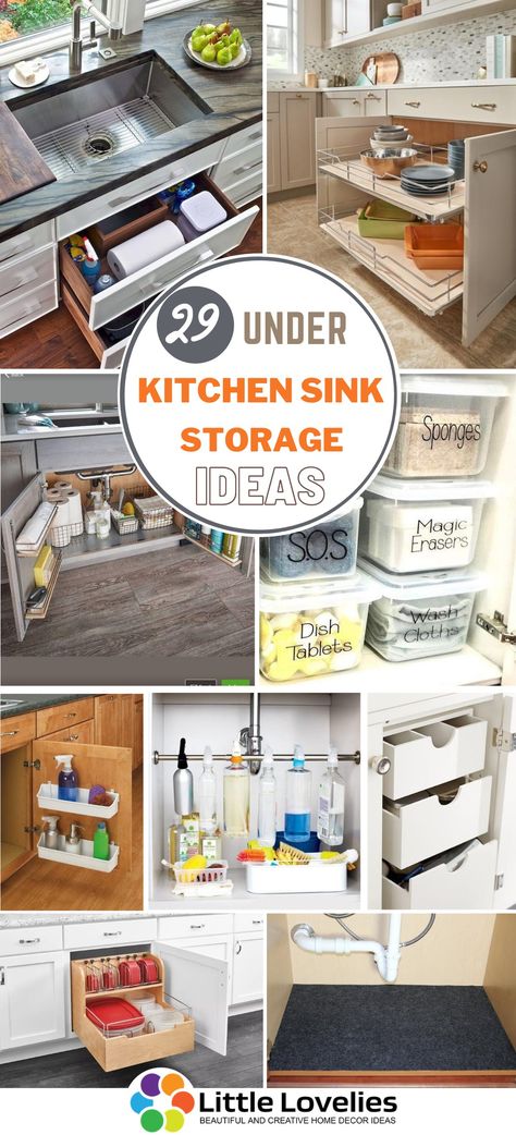 29 Under Kitchen Sink Storage Ideas To Increase Storage Space In Your Kitchen Kitchen Sink Storage Ideas, Under Kitchen Sink Storage Ideas, Organize Under Kitchen Sink, Sink Storage Ideas, Under The Kitchen Sink Organization, Under Kitchen Sink Storage, Under Kitchen Sinks, Fridge Organized, Organize Kitchen Sink