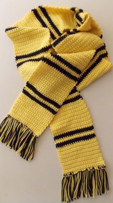 Mustard Scarf, Harry Potter Crochet, House Colour, Harry Potter Scarf, Nerdy Gifts, Yellow Scarf, Striped Scarf, Moss Stitch, Grey Scarf