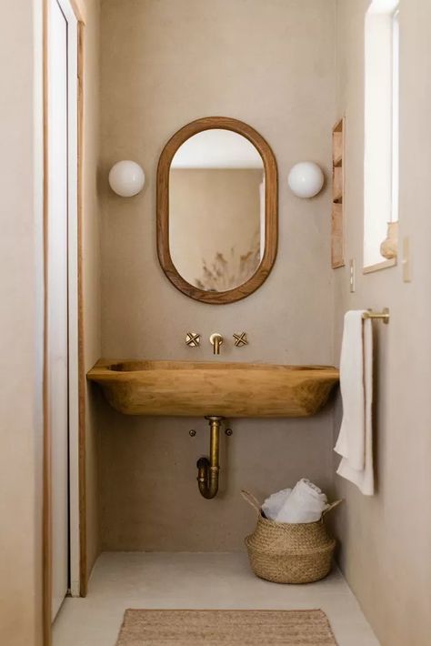 Bathroom Sink Ideas for Small Spaces | Hunker Small Sinks, Bathroom Sink Ideas, Small Bathroom Sink, Tiny Home Bathrooms, Pedestal Sink Bathroom, Colored Sinks, Wooden Trough, All White Bathroom, Small Bathroom Sinks