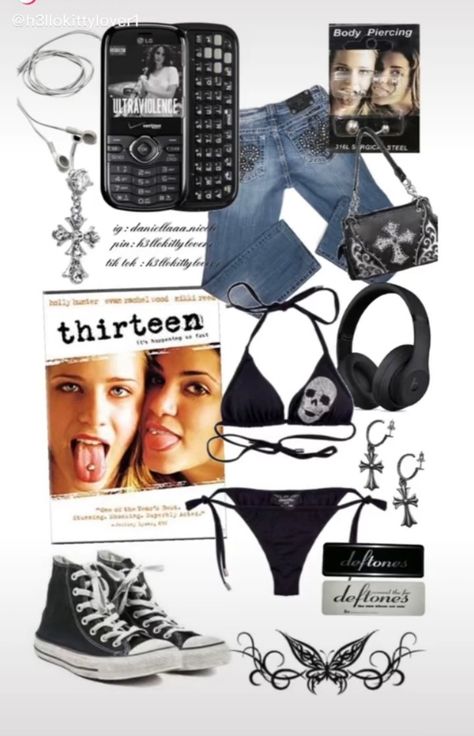 Teenage Dirtbag Party Outfit, Thirteen Movie Outfits, Thirteen Movie Aesthetic, Thirteen Movie, 2000 Fashion, 2000s Grunge, 2000s Outfits, Outfit Collage, Movies Outfit