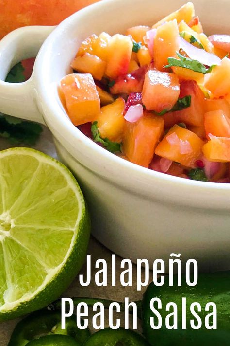 Add a burst of fresh fruit flavor to your snacks and meals, when you make this beautiful and delicious jalapeno peach salsa. Vegan Salsa Recipe, Spicy Peach Salsa, Pear Salsa, Peach Salsa Recipe, Peach Salsa Recipes, Easy Salsa Recipe, Peach Salsa, Easy Salsa, Spicy Salsa