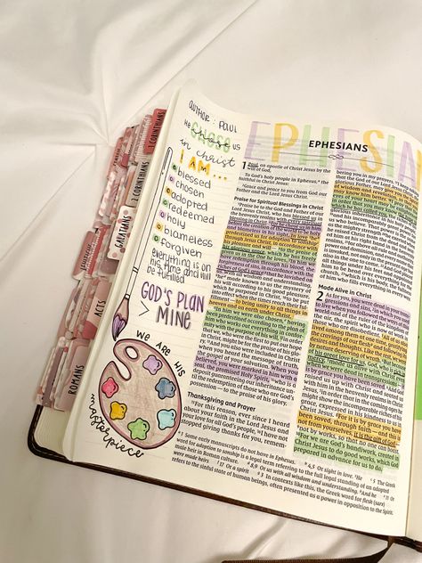 Bible Highlighting, Journal Bible Quotes, Bible Journal Notebooks, Bible Drawing, Bible Journaling Ideas Drawings, Bible Doodling, Bible Journal Notes, Ephesians 1, Bible Study Methods