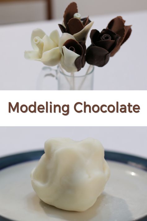 Chocolate Modeling Clay Recipe, Modeling Chocolate Recipe, Chocolate Bowls With Balloons, Modeling Chocolate Recipes, Modeling Clay Recipe, Chocolate Garnishes, Fondant Recipe, Chocolate Flowers, Baking Business