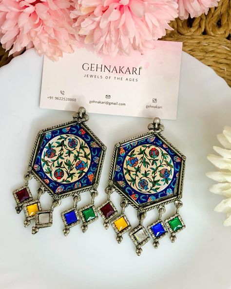 “ Meenakari earrings that are a fusion of art & fashion !” ✨ . . . . Dm us to know the details # jewellery #jewels #meenakariearrings #earrings #explore #explorepage #trendy #instagood Detailed Jewelry, Fashion Art, Instagram, Art