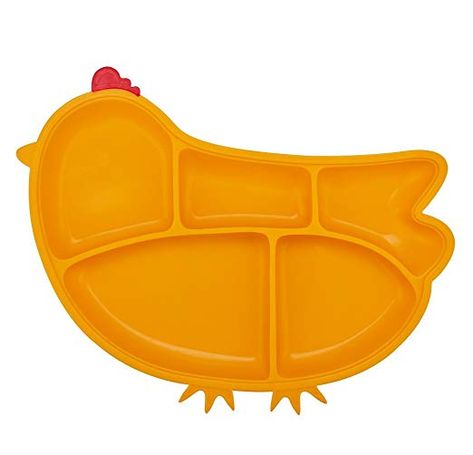 Amazon.com : Innobaby Din Din Smart Silicone Suction Chicken Plate for Children, Blue : Baby Korea Południowa, Make Lunch, Silicone Plate, Toddler Plates, Chicken Plating, Baby Gift Guide, Divided Plates, Diaper Bag Accessories, Yellow Plates