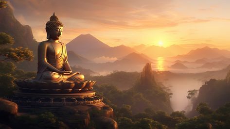 Free AI Image | Buddha statue with nature landscape Vihara Buddha Aesthetic, Buddha Wallpaper Backgrounds, Buddha Landscape, Bhudha Image Hd, Gautam Buddha Image, Mahatma Buddha, Buddha Pictures, Buddha Background, Buddha Photo