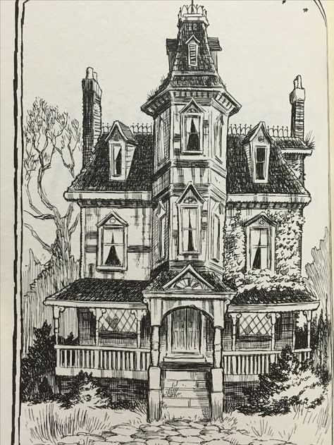 This is Arthur Spiderwick's house. It is an enormous and scary, but the Grace family still has to live in it. They try to discover the secrets in the home before it's too late! Architecture Drawing Art Buildings, Art Buildings, Scary Houses, Pen Art Work, Architecture Drawing Sketchbooks, Creepy Houses, Architectural Sketches, Architecture Drawing Art, Witch House