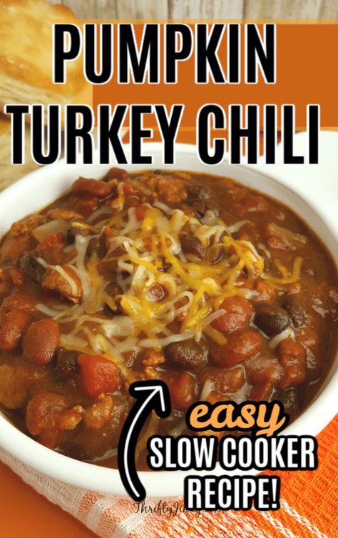 Pumpkin Chili Recipe Crockpot, Pumpkin Chili Slow Cooker, Chili Pumpkin, Pumpkin Turkey Chili, Chili Turkey, Chili Crockpot, Turkey Chili Crockpot, Pumpkin Crockpot, Turkey Pumpkin Chili