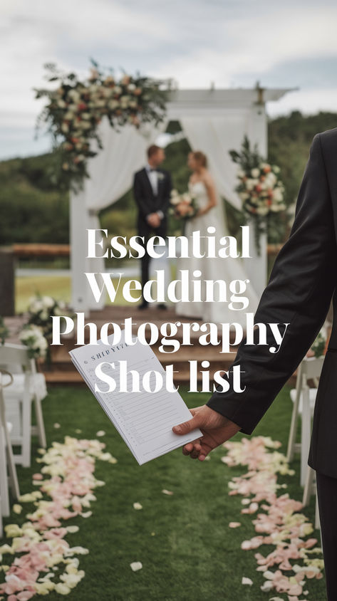 Essential Wedding Shot List for Your Photographer Picture List For Wedding Photography, Picture Ideas For Wedding Day, Wedding Day Shot List, Wedding Slideshow Ideas, Wedding Family Photos Group Shots, Wedding Photo Shot List, Wedding Reception Pictures, Couple Wedding Photos, Wedding Photography Shot List