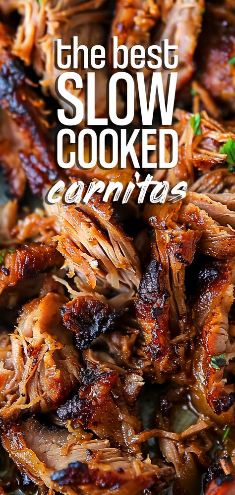 Crispy Slow Cooker Carnitas – Chasety Slow Cooker Pork Carnitas Tacos, Carnitas Crockpot, Crispy Carnitas, Pork Roast Crock Pot Recipes, Easy Delicious Meals, Slow Cooker Carnitas, Pot Roast Crock Pot Recipes, Pork Carnitas Slow Cooker, Slow Cooker Recipes Pork