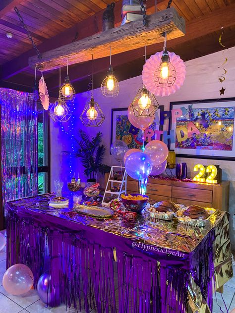 Euphoria Party Accessories, Euphoria Dinner Party, Euphoria Table Decorations, Euphoria Themed Party Food, Euphoria Food Ideas, Disco Party Food Table, Euphoria Party Food, Party Colour Palette, Euphoria Food