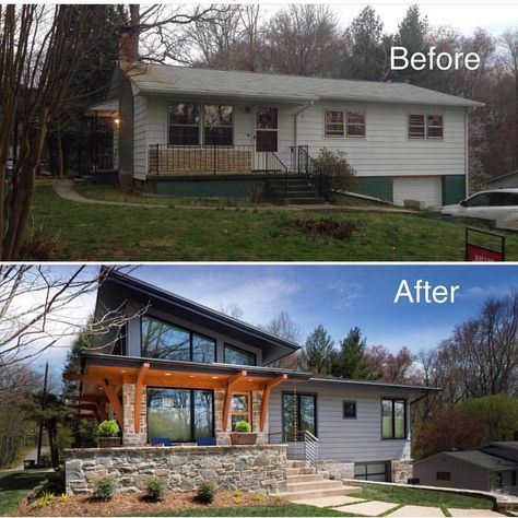 Becki Owens on Instagram: “A little before + after from @livingstoneconst 🖤🖤 - swipe to see, also some weekend sales picks up on Beckiowens.com!!” Exterior Remodel Before And After, Renovation Facade, House Flips, House Makeovers, Exterior House Remodel, House Flip, Home Exterior Makeover, Exterior Renovation, Exterior Makeover