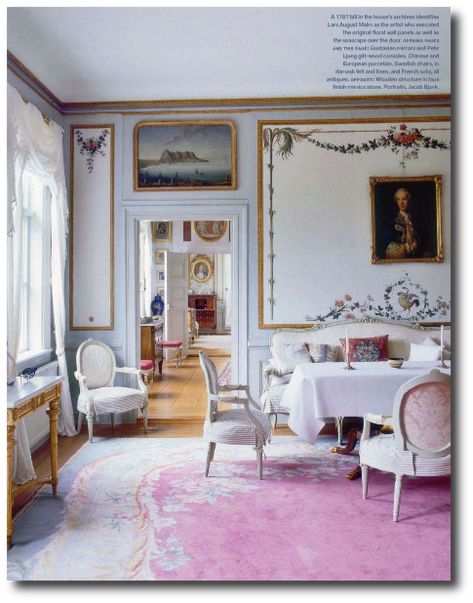 Johan and Ingrid Lagerfelts Home In Veranda Gustavian Decor, Gustavian Interiors, Swedish Gustavian Style, Swedish Interiors, Gustavian Furniture, Swedish Cottage, Swedish Decor, Swedish Furniture, Gustavian Style