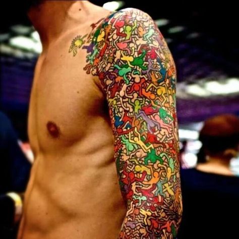 Keith Haring tattoo. Pop Art Tattoos, Kunst Tattoos, Geniale Tattoos, Great Tattoos, Keith Haring, Skin Art, Get A Tattoo, Love Tattoos, Tattoo You