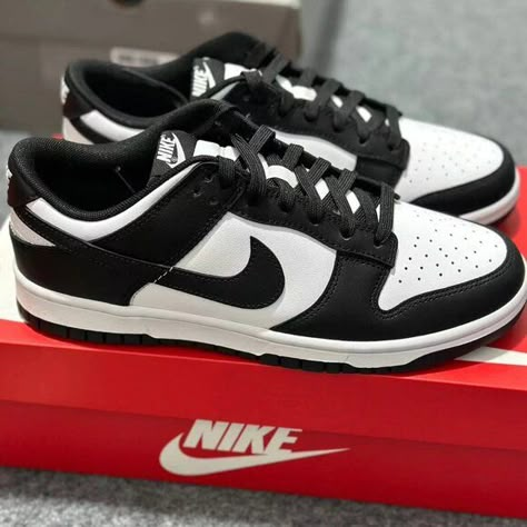 Nike Dunk black and white panda shoes for women Nike Jordans Women, Panda Shoes, Baggy Clothing, Black Crocs, Pretty Sneakers, Black And White Nikes, Nike Socks, Jordans Women, Cute Nike Shoes