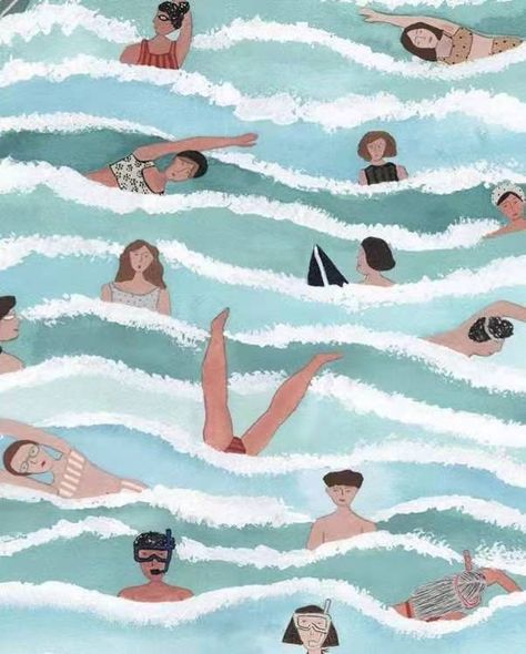 Sara Boccaccini, Boccaccini Meadows, Nyc Illustration, Ocean Swim, Illustration Landscape, Sea Illustration, Pool Art, Beach Illustration, Canvas Ideas