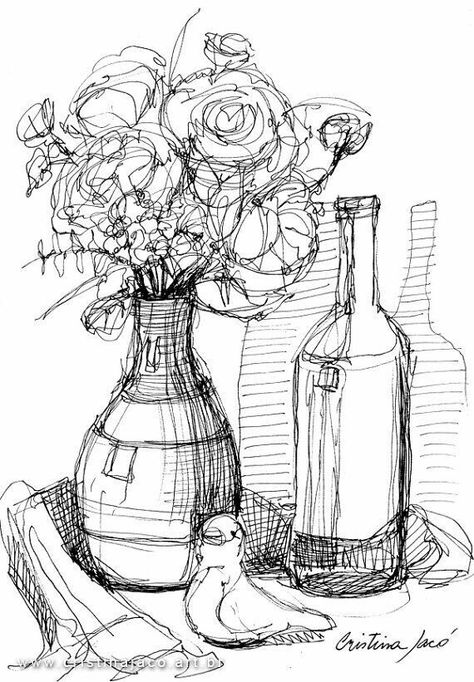 Ink sketch Drawing Black And White, Piskel Art, Observational Drawing, Pen Art Drawings, Contour Drawing, Drawing Black, Architecture Drawing Art, Still Life Drawing, Arte Sketchbook