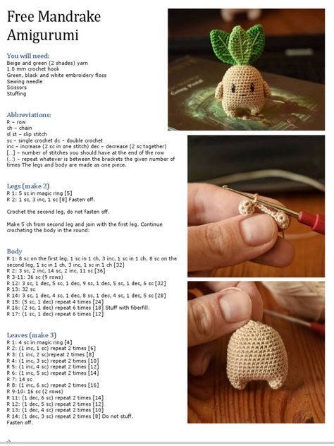 Mini Mandrake Crochet Pattern, Mandrake Amigurumi Free Pattern, Mandrake Crochet Pattern Free, Crochet Mandrake Pattern Free, Amigurumi Mandrake, Mandrake Amigurumi, Crochet Mandrake, Amigurumi Free, Amigurumi Free Pattern