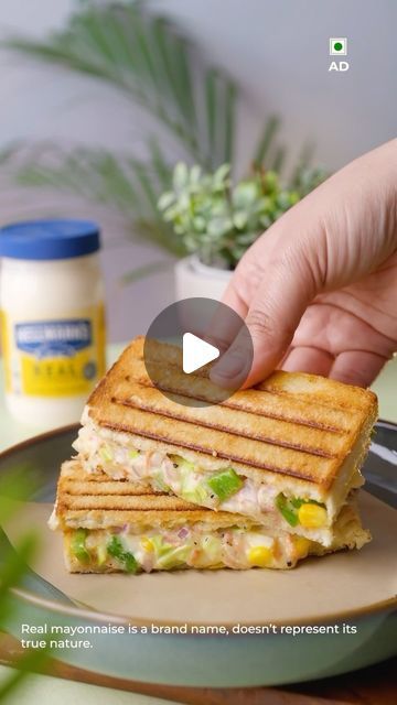 Sumit & Priyanka kapoor on Instagram: "Nothing beats the comfort of a good homemade grilled veggie sandwich that is full of veggies, flavors, and @hellmannsindia mayonnaise.  Thanks to Hellmann’s Real Mayonnaise, it has unlocked countless memories and nostalgia for us! ✨🤌🏼  #HellmannsMayonnaise #ExtraCreamy #Tasty #MayonnaiseMagic #Mayonnaise #Hellmanns #dillifoodies #devourpower #sandwich #breakfast" Grilled Sandwich Recipes Vegetarian, Sandwich Ideas Vegetarian, Veg Sandwich Recipes, Sandwich Recipes Vegetarian, Mayonnaise Sandwich Recipe, Grilled Veggie Sandwich, Veggie Sandwich Recipes, Grilled Sandwich Recipe, Sandwich Recipes Indian