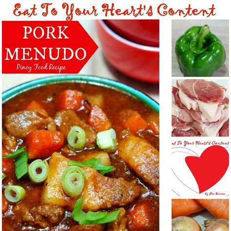 PINOY FOOD RECIPE : PORK MENUDO | Eat To Your Heart's Content By Pie Rivera : Deliriously Delicious Dining Discoveries Menudo Recipe Filipino, Pork Menudo Recipe, Pork Menudo, Pork Cubes, Menudo Recipe, Recipe Pork, Colorful Vegetables, Filipino Dishes, Pinoy Food