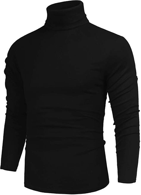 Poriff Men's Casual Slim Fit Basic Tops Knitted Thermal Turtleneck Pullover Sweater at Amazon Men’s Clothing store Casual Turtleneck, Mens Turtleneck, Solid Color Sweater, Thermal Sweater, Turtleneck Pullover, Fitted Turtleneck, Black Turtleneck, Basic Shirts, Men's Wardrobe