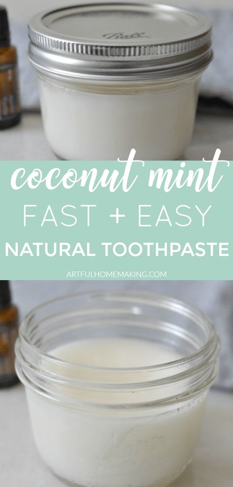 Homemade Coconut Mint Toothpaste that's fast and easy to make. It's a healthy, natural toothpaste option!  #naturalliving #toothpaste #diy Natural Toothpaste Recipe, Homemade Toothpaste Recipe, Make Your Own Toothpaste, Coconut Oil Toothpaste, Diy Toothpaste, Toothpaste Recipe, Mint Toothpaste, Homemade Toothpaste, Homemade Essential Oils