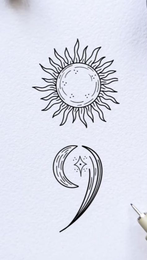 Semicolon Tattoo, Small Pretty Tattoos, Sun Tattoo, Celestial Art, Piercing Tattoo, Pretty Tattoos, Tiny Tattoos, Future Tattoos, Cute Tattoos