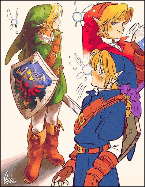 Legend of Zelda Ocarina of Time art > Link in his different tunics > Navi > oot | bbo_loz Oot Link, Zelda And Link, Ocarina Of Times, Zelda Ocarina Of Time, Legend Of Zelda Memes, Hyrule Warriors, Link Art, Link Zelda, Zelda Art