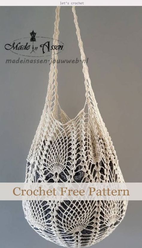 Easy Crochet Purse, Pineapple Stitch, Very Easy Crochet, Tote Bag Crochet, Crochet Free Patterns, Crochet Bag Pattern Free, Bag Pattern Free, Pineapple Crochet, Crochet Market Bag