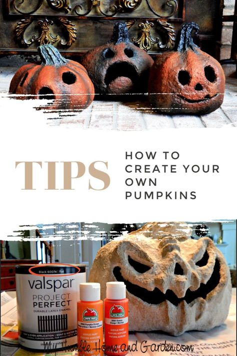 Paper Mache Pumpkins - How To Make Your Own - My Humble Home and Garden Diy Halloween Crafts, Paper Mache Pumpkins, Humble Home, Paper Mache Projects, Making Paper Mache, Paper Mache Clay, Paper Mache Crafts, Fall Halloween Crafts, Halloween Displays