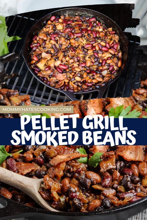 Smoked Baked Beans, Wood Pellet Grill Recipes, Pellet Smoker Recipes, Smoked Vegetables, On The Smoker, Bbq Baked Beans, Bbq Beans, Cowboy Beans, Baked Bean Recipes