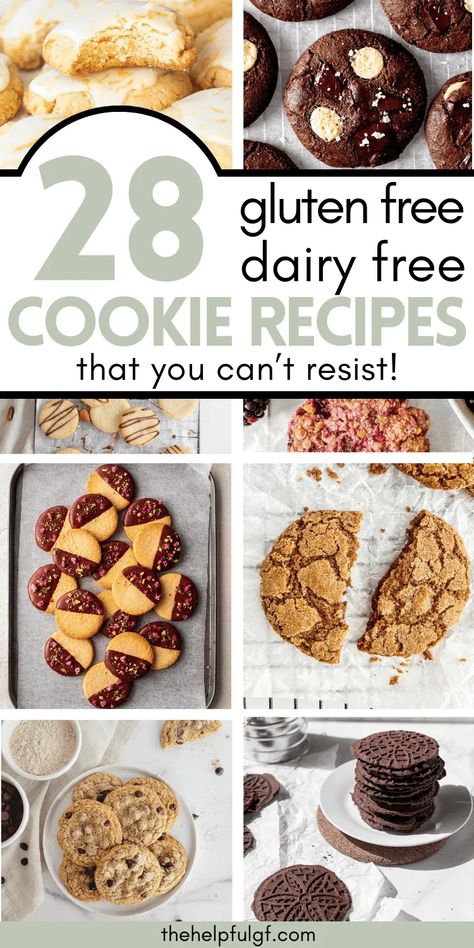 Immerse yourself in the magic of gluten-free desserts with our dairy-free cookie recipes. Uncover the secret to wholesome gluten-free treats that are simply irresistible. Ready to bake? Get the best gluten-free treats, vegan recipes, and dairy-free recipes at thehelpfulgf.com! | gluten free desserts | clean eating recipes | easy gluten-free recipes | healthy recipes | gluten free food and drink | gluten free diet | healthy living | Gluten Free Lactose Free Cookies, Wheat Free Cookies, Gf Df Recipes Desserts, Gluten And Dairy Free Cookies Recipes, Gluten Free Grill Recipes, Gluten Dairy Free Cookies, Clean Eating Recipes Easy, Gluten Free And Dairy Free Desserts, Gluten And Dairy Free Cookies