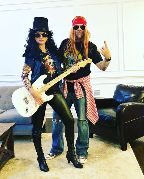 Axl Rose Costume Women, Axel And Slash Costume, Axel Rose Costume, Axel Rose And Slash Costume, Rock And Roll Theme Party Outfit, Rockstar Costume Women, Axl Rose And Slash Costume Halloween Couples, Axl Rose Costume, Disfraz Rock And Roll