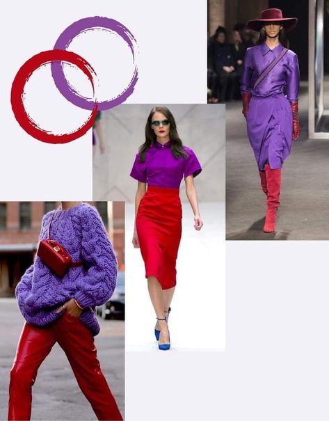 Red And Purple Outfits For Women, 1999 Outfits, Green Pencil Skirts, Colour Combinations Fashion, Color Combos Outfit, Hijab Style Tutorial, Color Combinations For Clothes, Neon Fashion, Purple Outfits