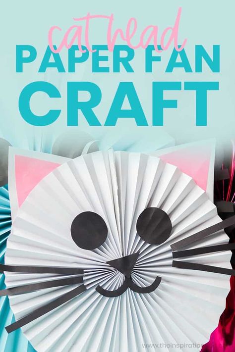 Cat Head Paper Fan Craft · The Inspiration Edit Cat Crafts For Toddlers, Cute Cat Crafts, Paper Fan Craft, Halloween Cat Crafts, Cat Party Decorations, Cats Crafts, Fan Craft, Cat Themed Parties, Cat Themed Birthday Party