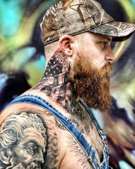 Adam Calhoun, Tatted Guys, Country Rap, Free Android Wallpaper, Ink Therapy, Brantley Gilbert, Flag Tattoo, Face The Music, Beard Tattoo